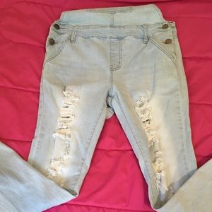 light washed denim overalls